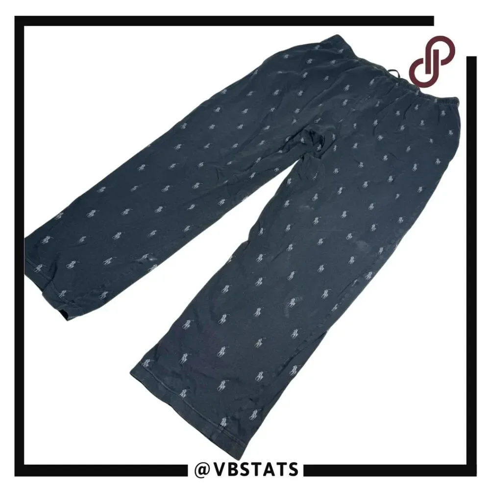 Polo Ralph Lauren Mens Elastic Waist Drawstring Pony Sleep Pants Black‎ Large